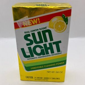 Vintage Sun Light Dishwasher Detergent Powder 5.8oz Box Lever Bros Retro Kitchen
